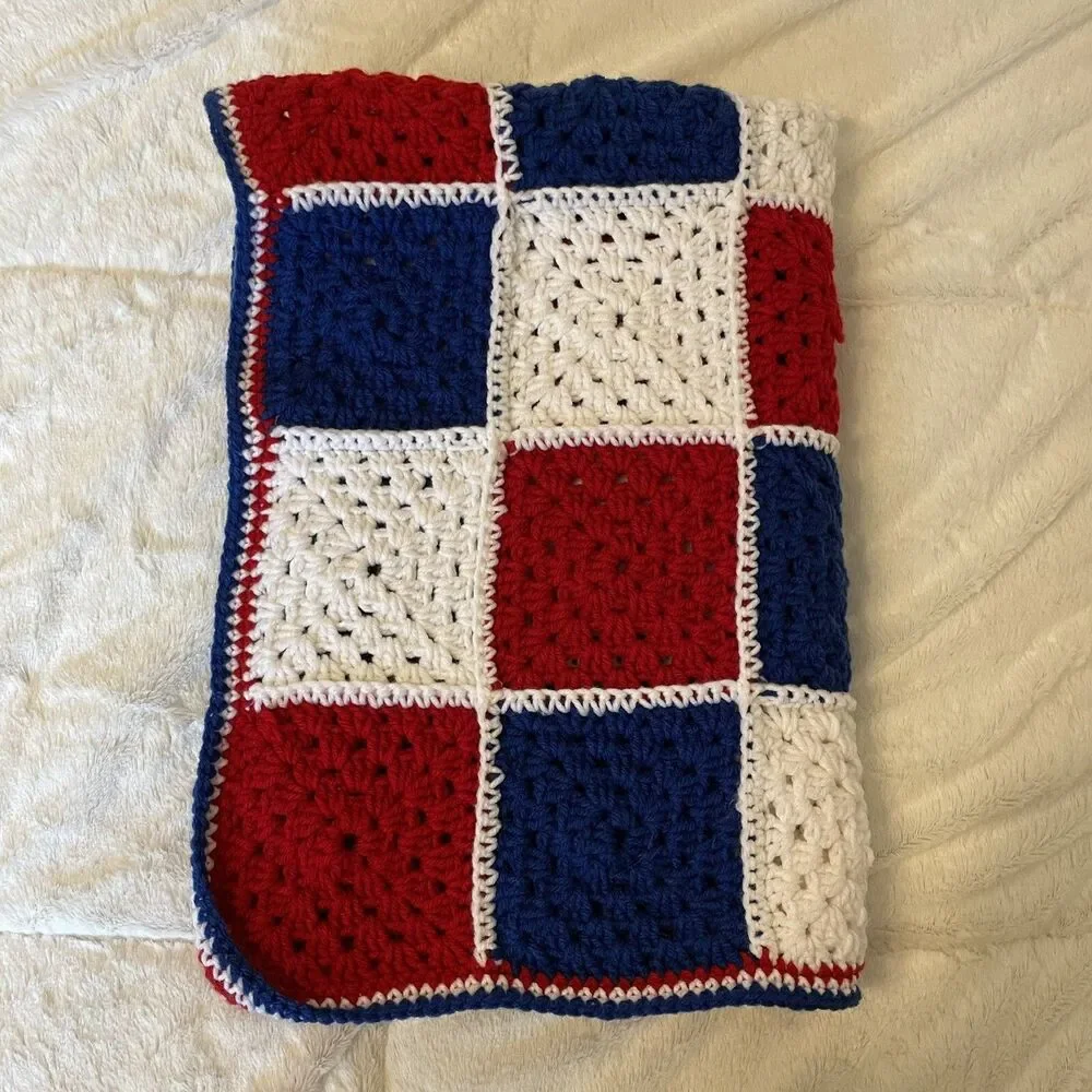 Granny Square Vtg Handmade 35 x 35